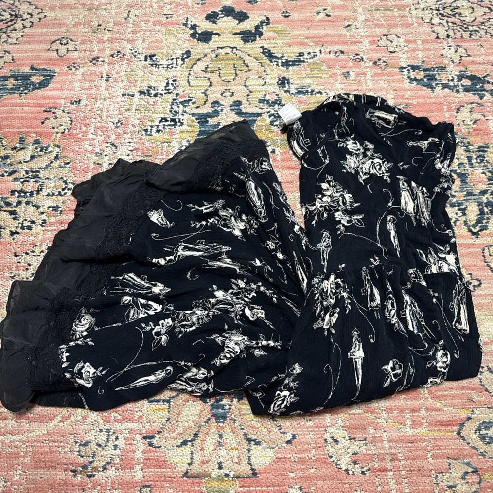Bila Black Maxi Dress with White Floral Print